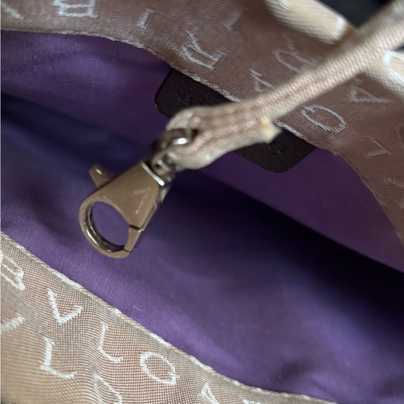 Bvlgari Logo Mania Beige Canvas Brown Leather Tote - Picture 10 of 11